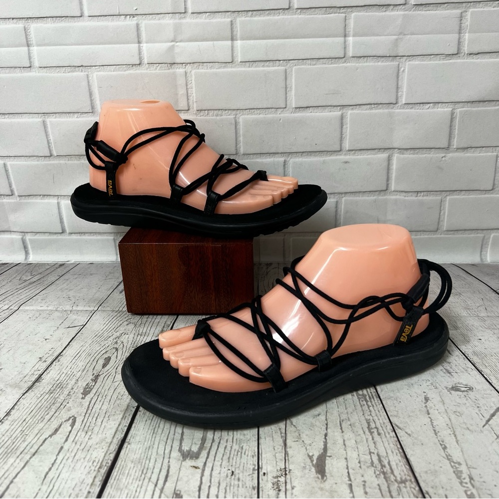 TEVA VOYA INFINITY BLACK STRAPPY WEBBING WOMEN'S SANDALS SIZE US 9 NWOT